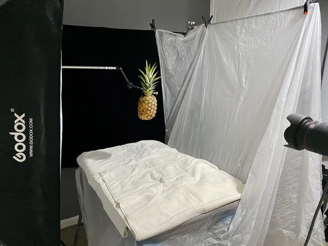 Behind the scenes of pineapple splash shoot