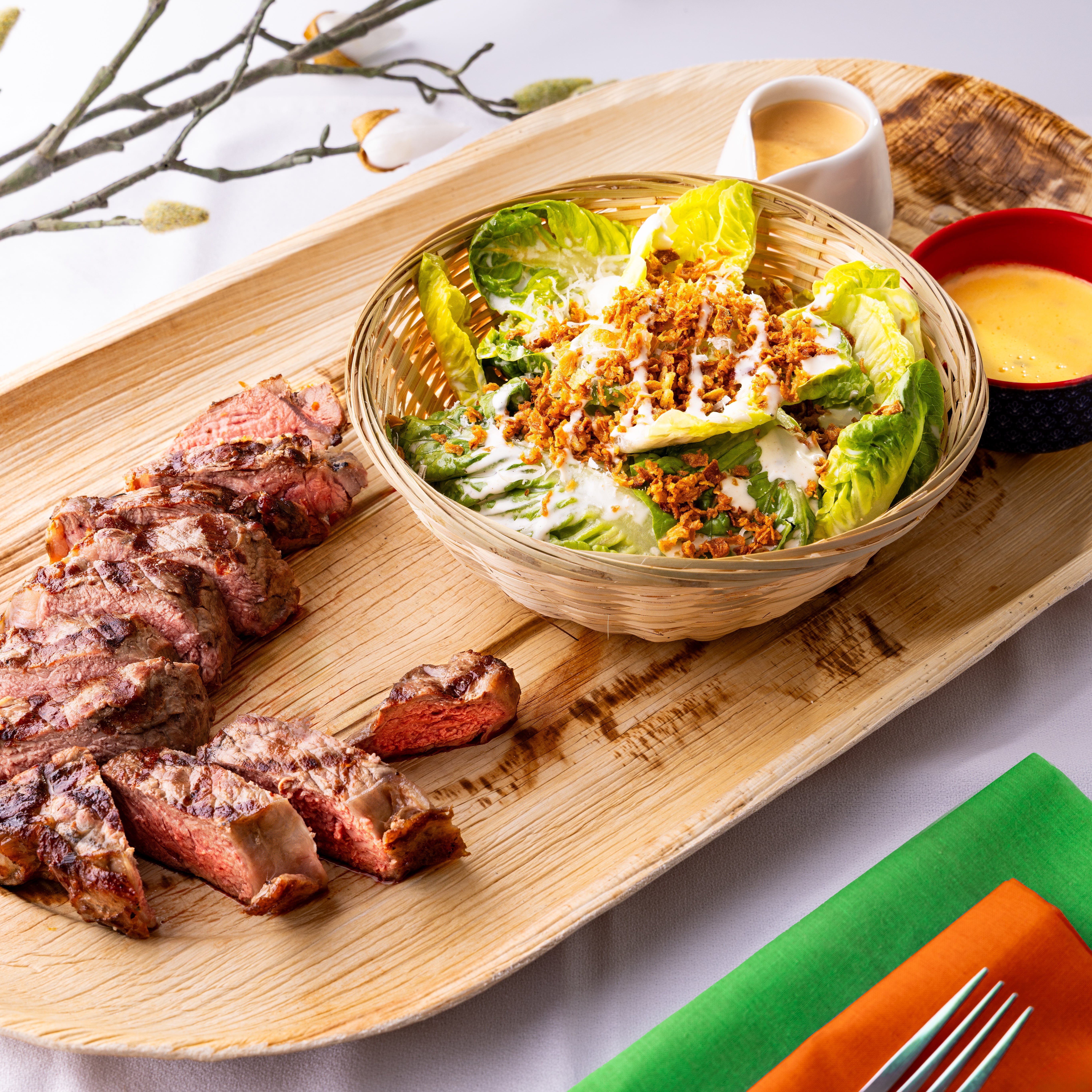 BBQ Medallion of Beef Striploin, with Ceasar Salad, by Chef Nicholas Bailey. Photographed on location and in service by JaxMore Food and Drink Photography.