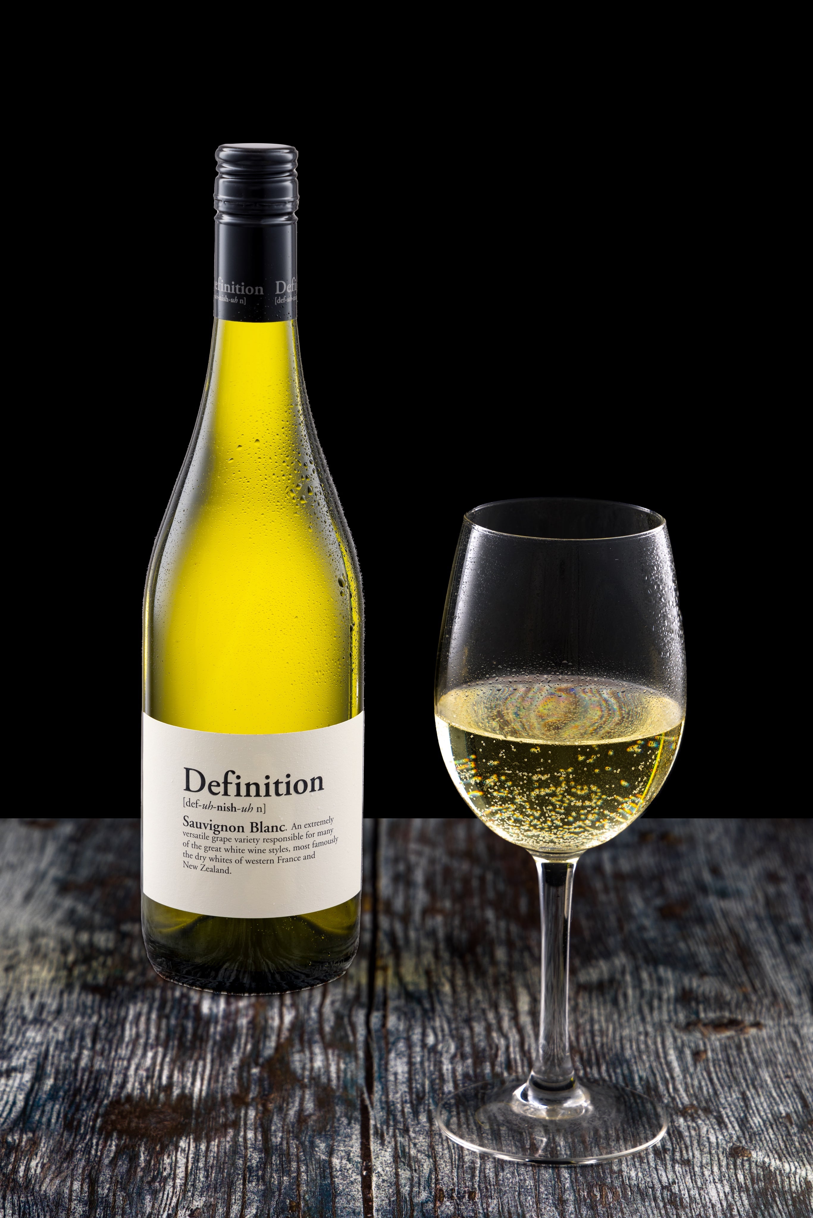 Majestic Definition Sauvignon Blanc, shot in an elegant, sophisticated style by JaxMore Food and Drink Photography, in their Derby studio.
