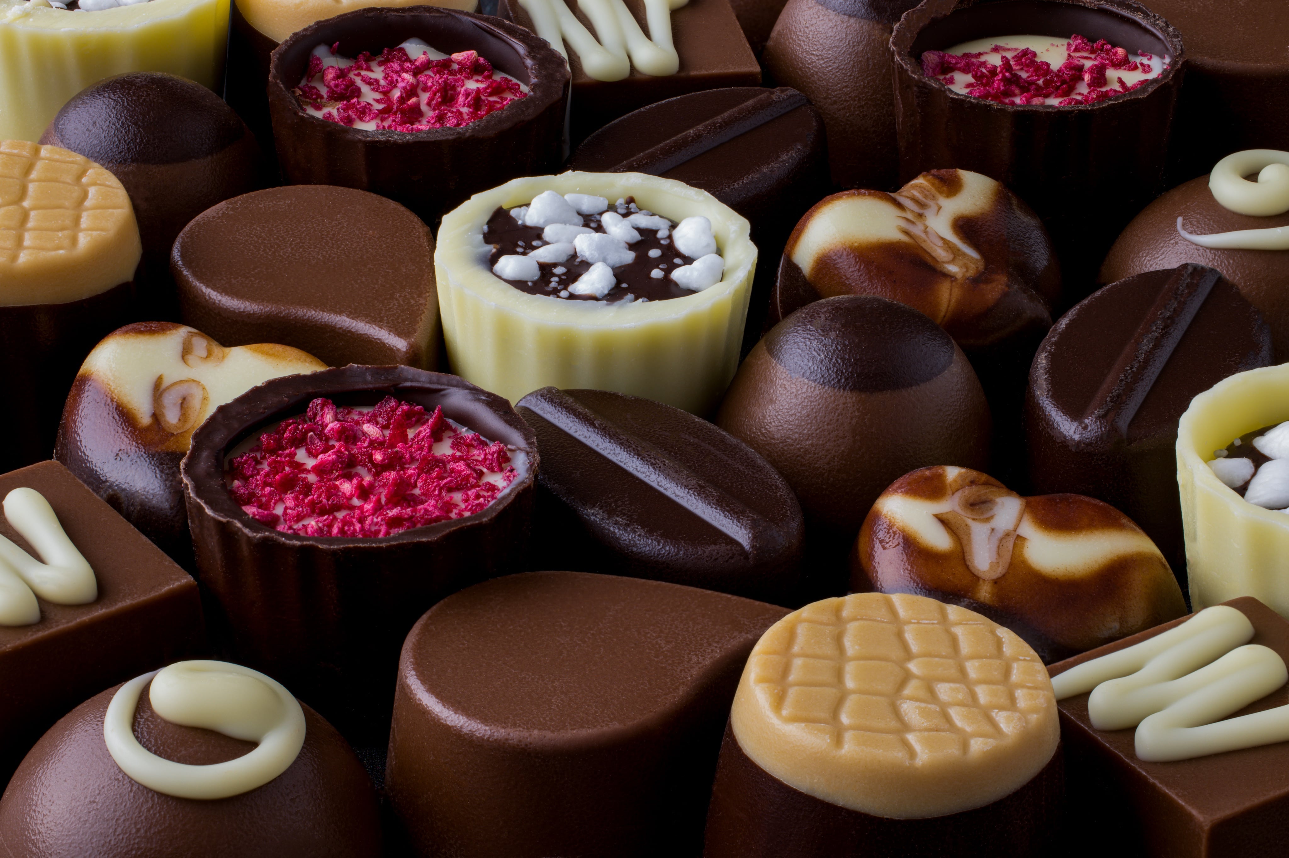 Delicious Lily O'Briens chocolate assortment, photographed in elegant lighting, by JaxMore Food and Drink Photography, in their Derby studio.