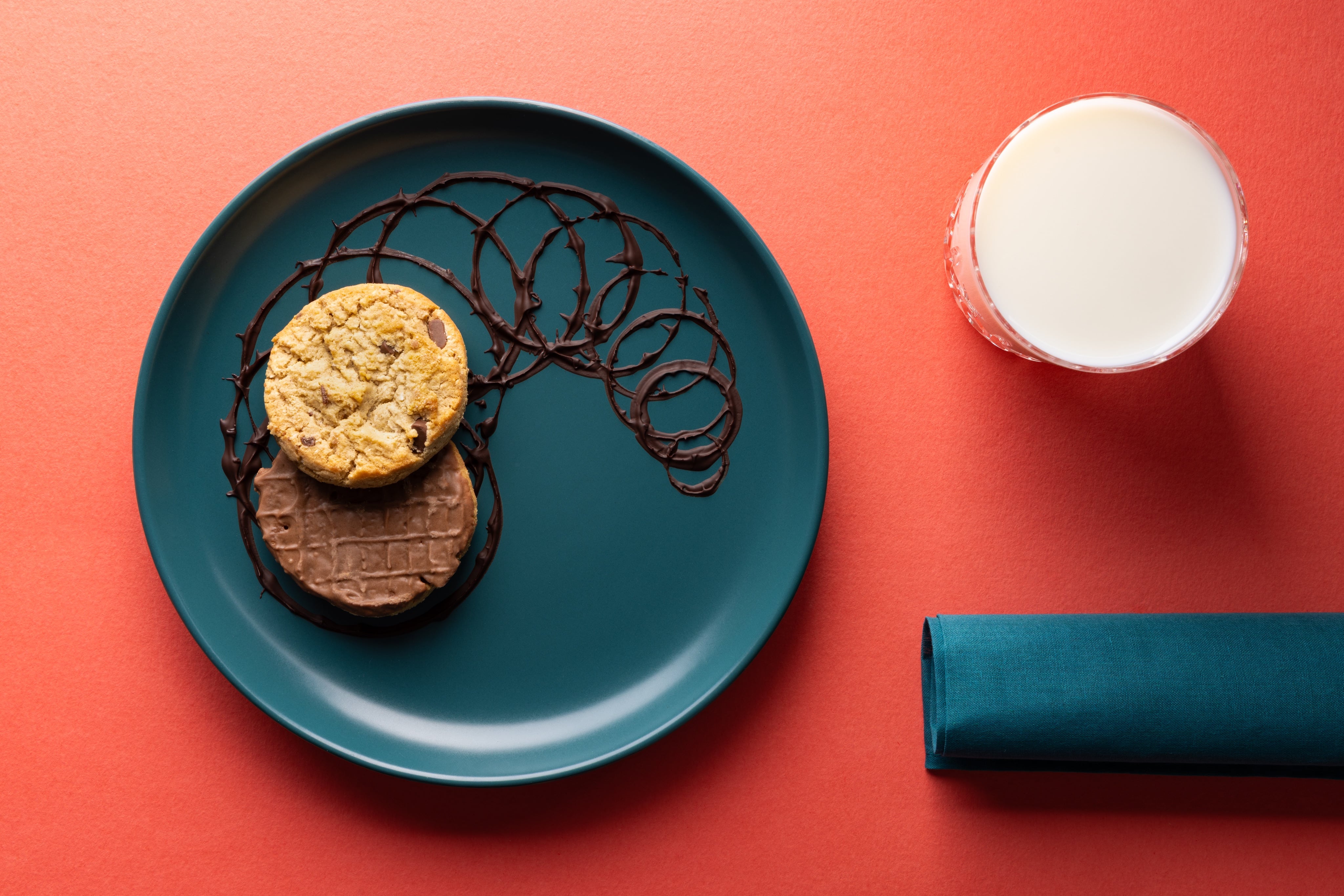 Vibrant, Sophisticated Milk and Cookies, styled and photographed by JaxMore Food and Drink Photography, in their Derby studio.