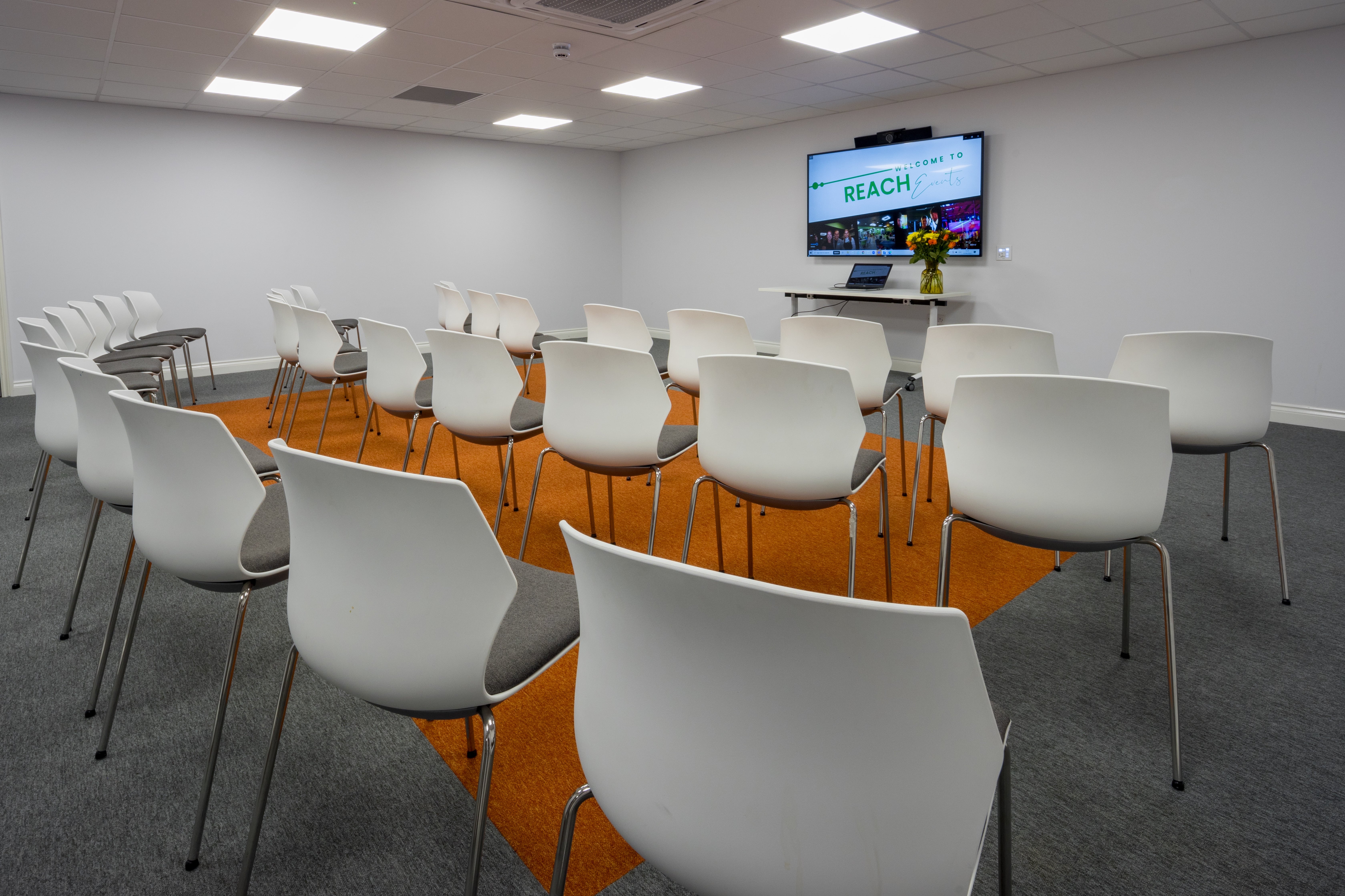 Theatre Style Meeting Room at Reach, photographed by JaxMore Creative Photography.
