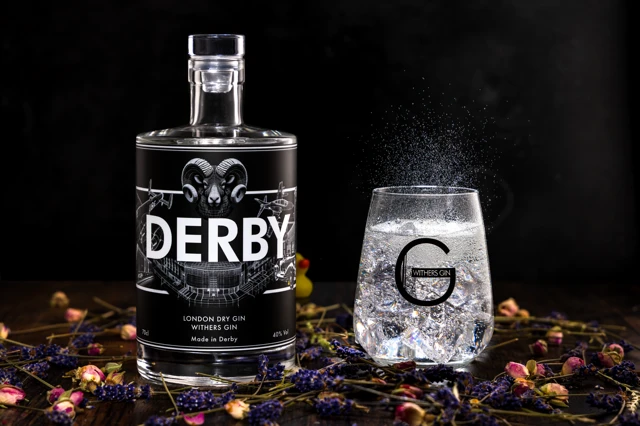 Commercial photo of Withers Derby Gin - shortlisted for a British Photography Award in 2025